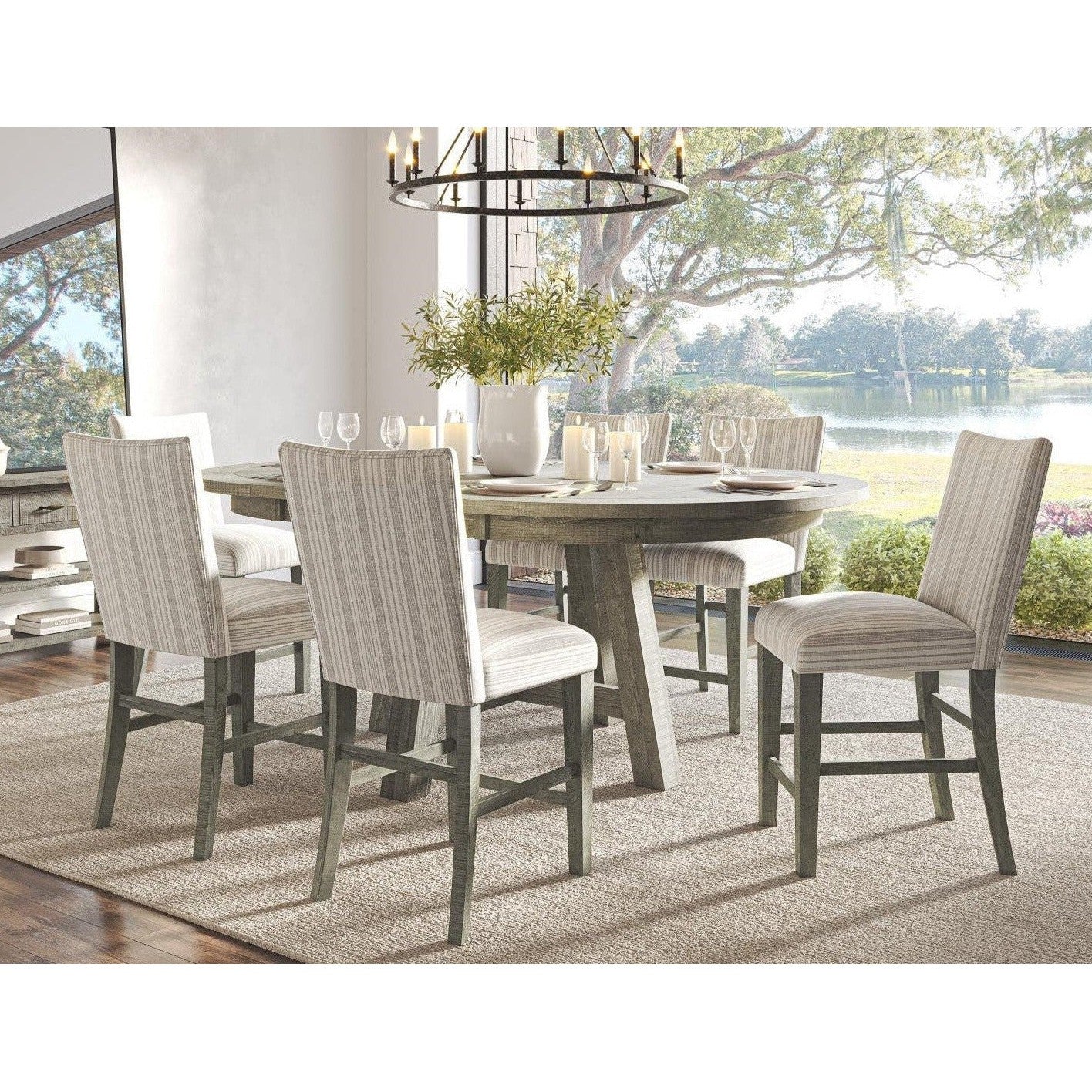 Saratoga 5-Pc Dining Set (Extendable Counter Height Table (54-78) + 4 Chairs)