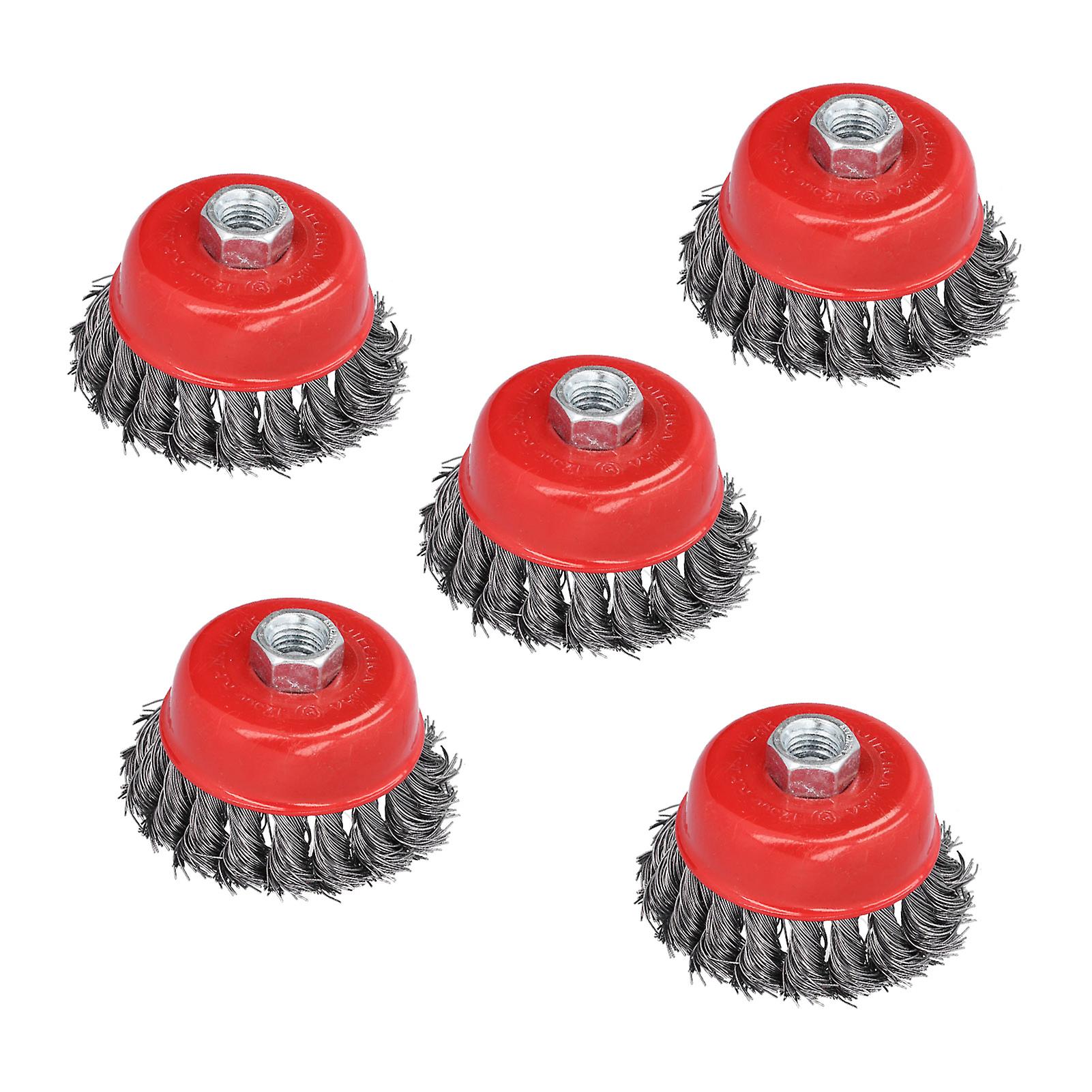 5pcs Wire Cup Brush Wheel Twisted Knotted For Grinders Cleaning Rust Burring M14 Screw Thread