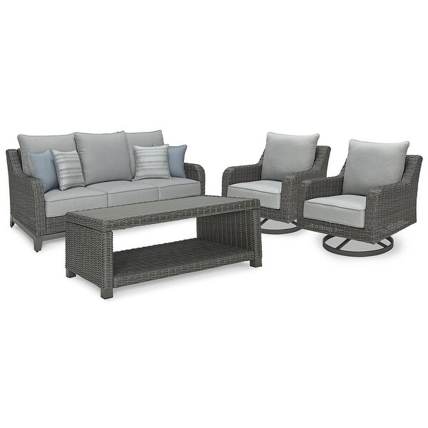 Signature Design by Ashley Elite Park Gray Outdoor Sofa，Lounge Chairs and Cocktail Table