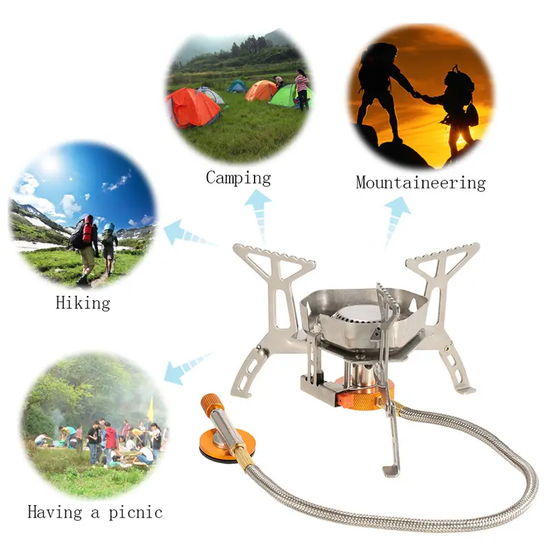 New Outdoor Stove Portable Camping Windproof Folding Gas Stove for Hiking Cooking Picnic BBQ Burners Stove