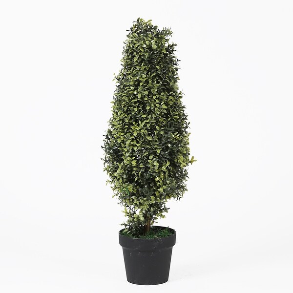 30Inch Potted Artificial Orchid Green Tree Topiary