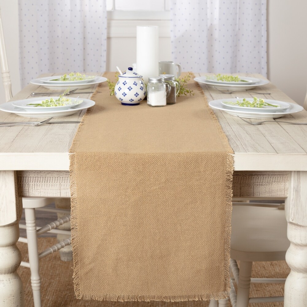 Burlap Fringed Runner