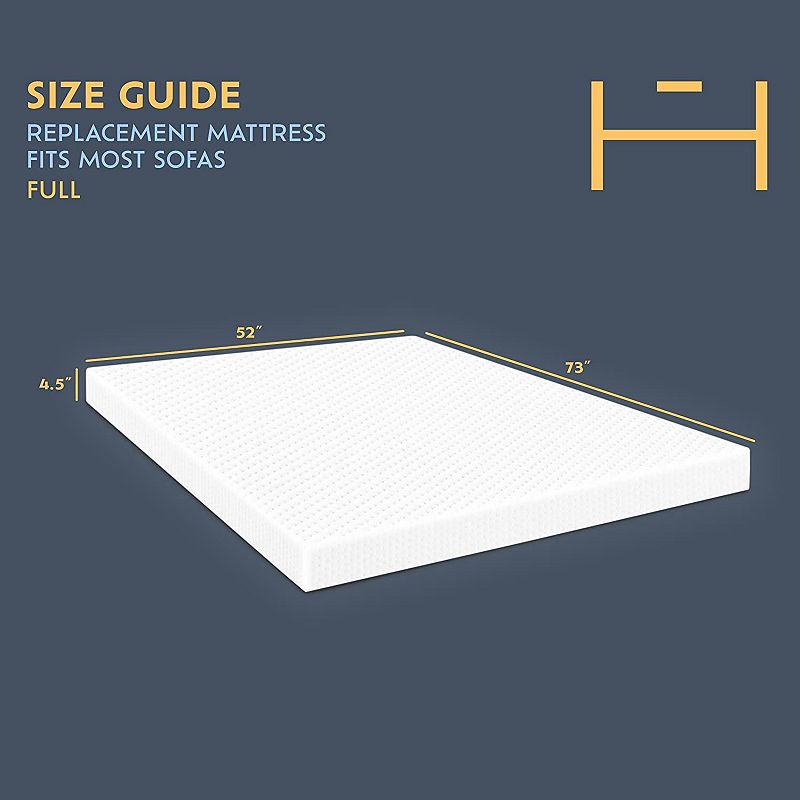 Heyward 4.5” Sofa Full Size Mattress， Memory Foam Mattress for Sofa Bed