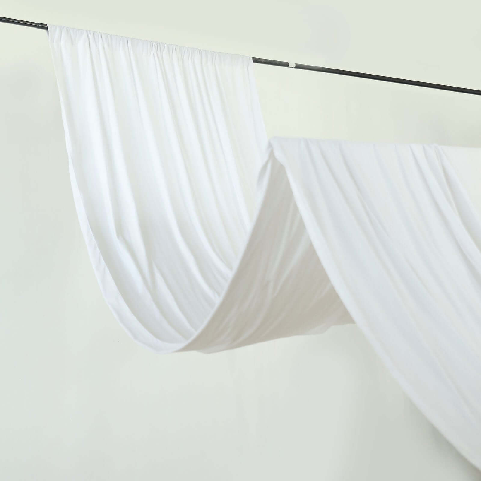 White Scuba Polyester Ceiling/Curtain Draping Fabric, Commercial Grade Fire Retardant Wrinkle Free Backdrop Panel With Rod Pocket - 5ftx40ft