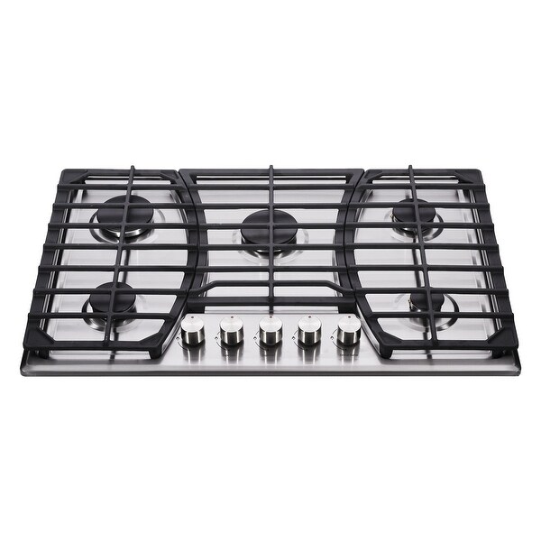 30 in. Gas Cooktop，Stainless Steel Gas Cooktop，NG/LPG Convertible Gas Burners，5 Burners Gas Stovetop.