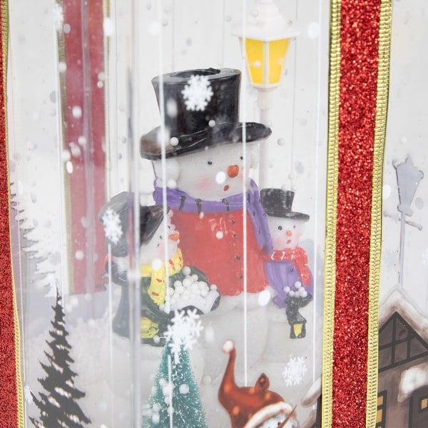 Lighted and Musical Snowman Family Snowing Gift Box Christmas Decoration