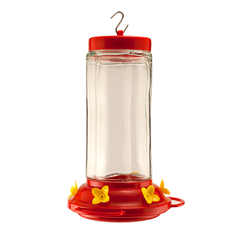 Audubon NA35227 30 Oz Red and Clear Glass Swirl Hummingbird Feeder