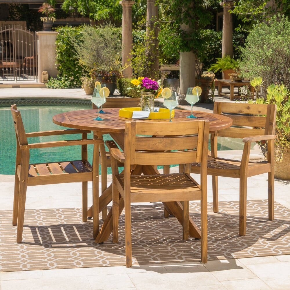 Stamford Outdoor 5 piece Wood Dining Set by Christopher Knight Home