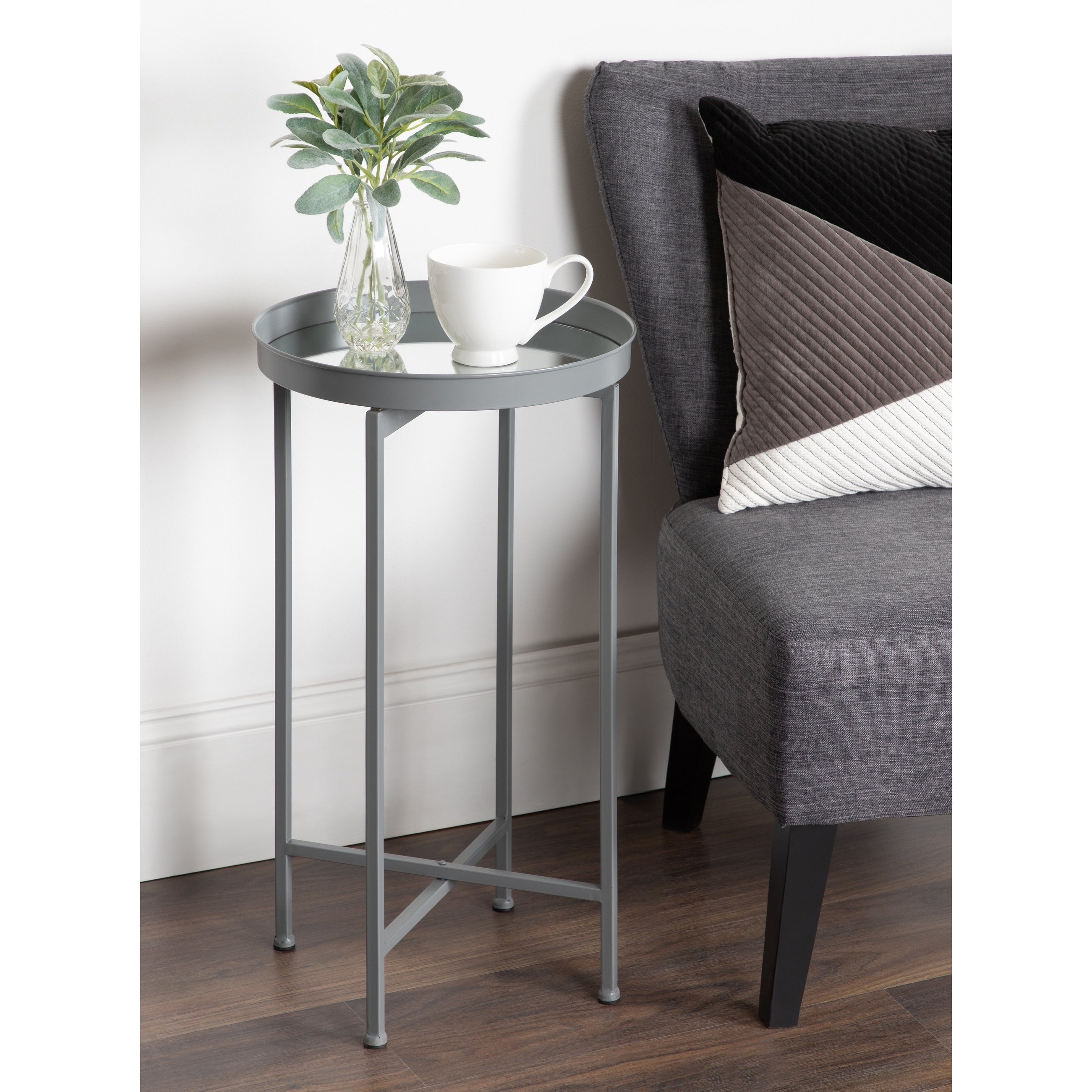 Kate and Laurel Celia Round Metal Foldable Tray Accent Table