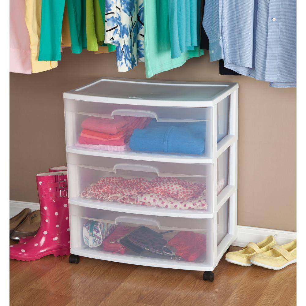 Sterilite Home 3-Drawer Cart Clear Portable Durable Storage Container on Casters 29308001