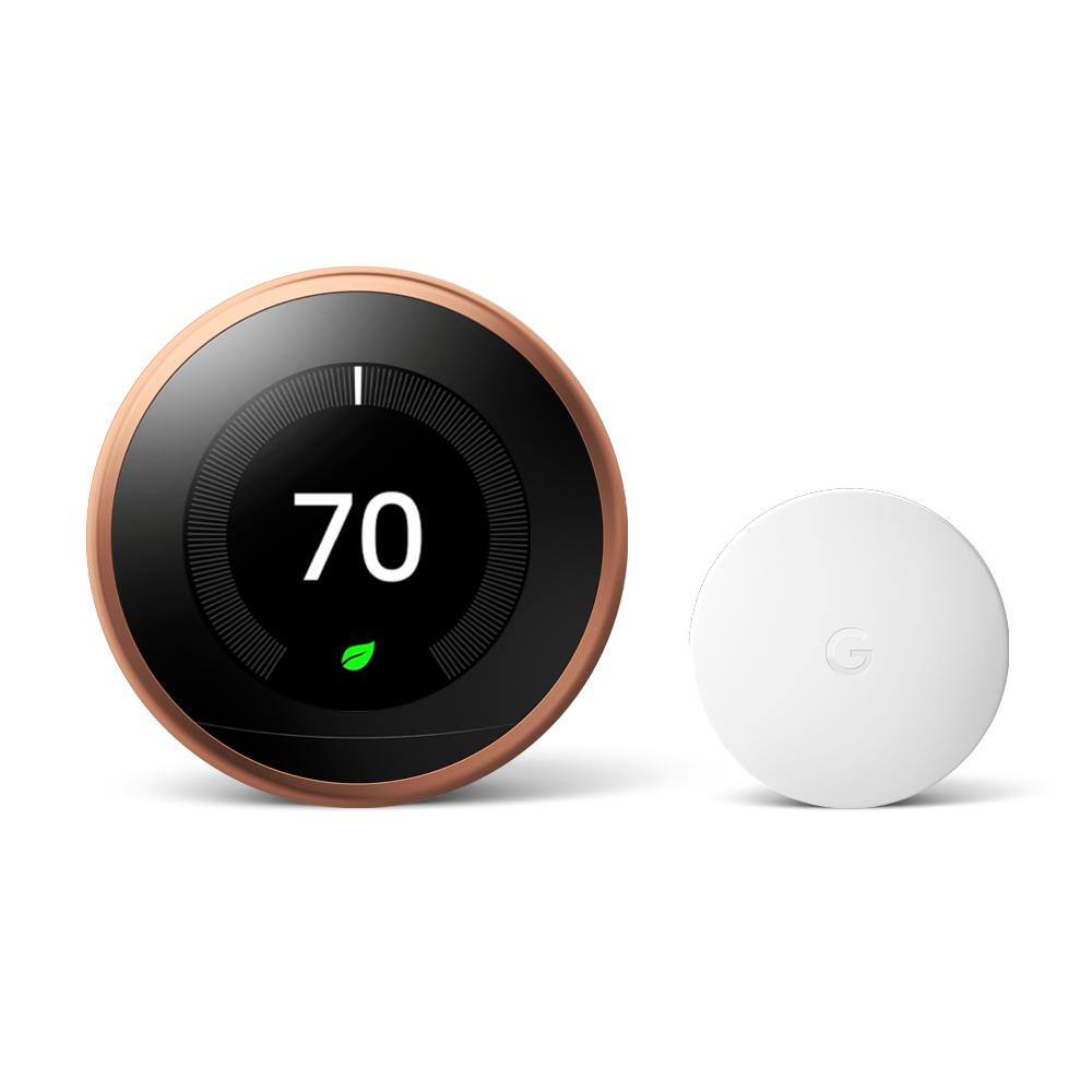 Google Nest Learning Thermostat - Smart Wi-Fi Thermostat Copper + Nest Temperature Sensor VBD3CKR2018