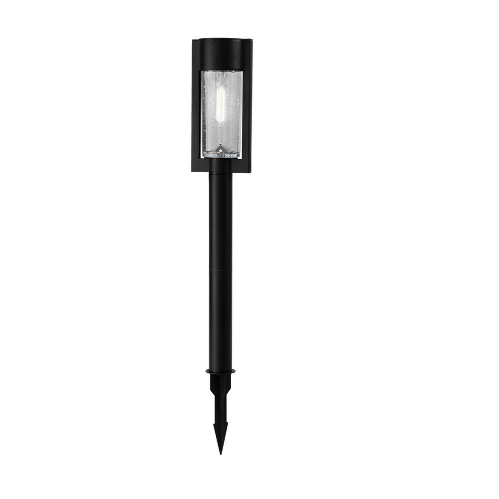 Hampton Bay Clermont Solar Black LED 15 Lumens Modern Bollard Path Light Set with Vintage Bulb (4-Pack) NXT-2366-V