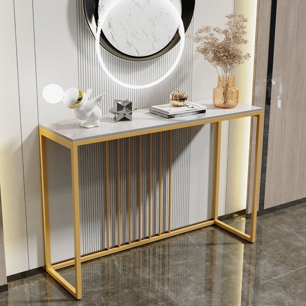 Luxury Marble Entryway Entry Gold Frame Console Table