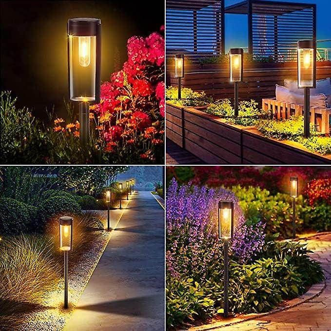 Solar Garden Lights Outdoor， 4 Pack Outdoor Lights Solar Powered With Warm White Tungsten ment Lights， Waterproof Auto On/off Solar Garden Ornamen