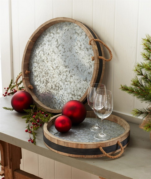 Melrose 68912DS Wine Barrel Tray (Set of 2) 15.5 ...