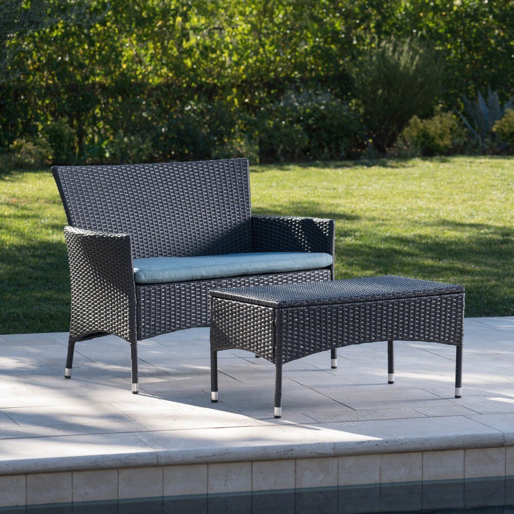 Malta 2 piece Outdoor Wicker Loveseat Set by Christopher Knight Home