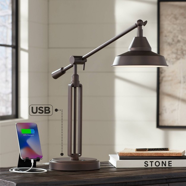 High Oil Rubbed Bronze With Usb Charging Port Led Adjustable Metal Shade For Bedroom