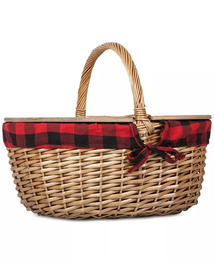 Picnic Time Country Red and Black Buffalo Plaid Picnic Basket