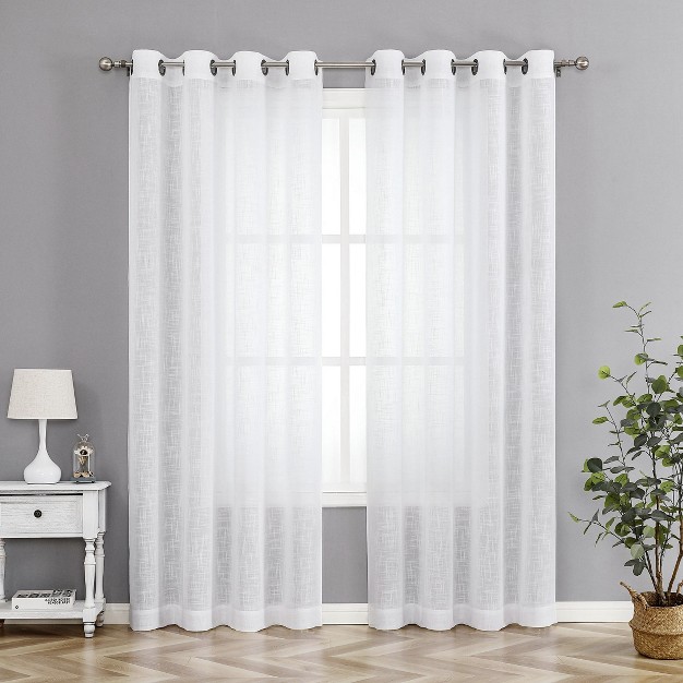 Kate Aurora 2 Pack Lux Thread Premium Woven Grommet Top Sheer Curtain Panels