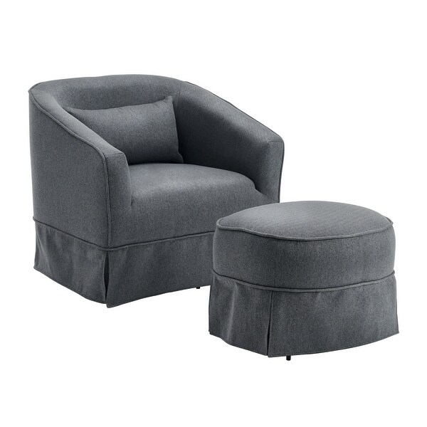 Swivel Barrel Chair With Ottoman，Swivel Accent Chairs Armchair for Living Room