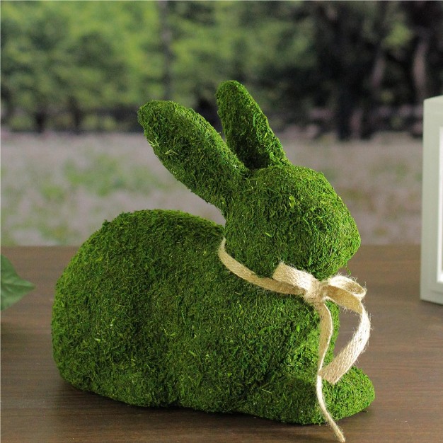 Moss Sitting Bunny Rabbit Spring Easter Figure Green tan