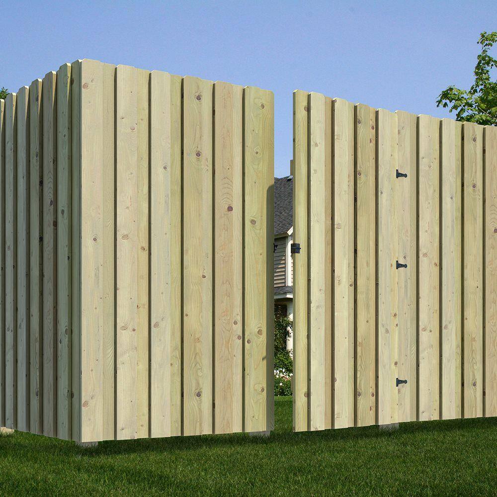 Outdoor Essentials 6 ft. H x 8 ft. W Pressure-Treated Pine Board-on-Board Dog Ear Wood Fence Panel 106586