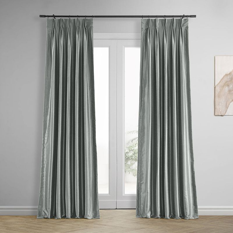 EFF 2-pack Blackout Vintage Textured Faux Dupioni Silk Pleated Window Curtains