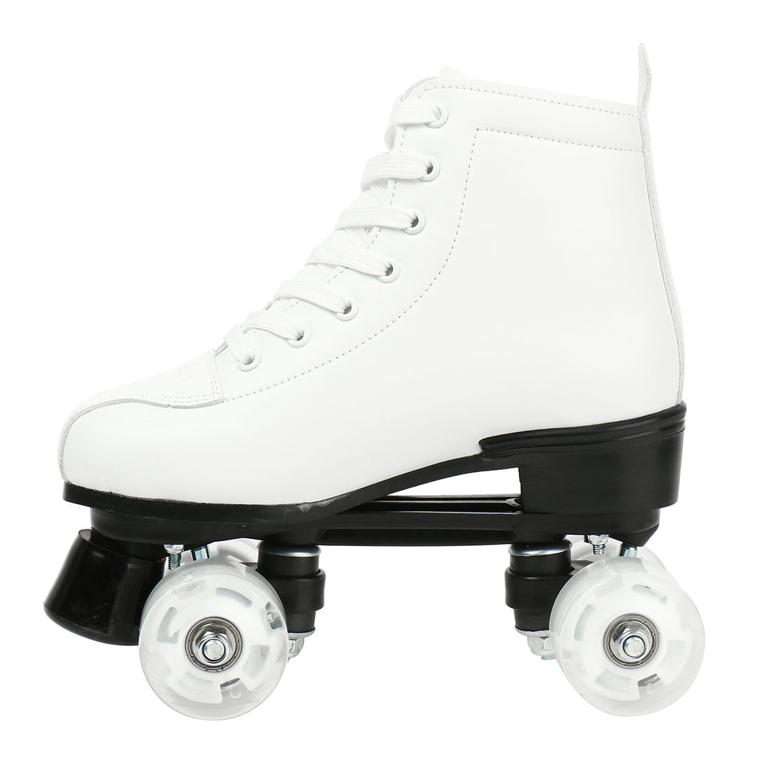 Classic White Roller Skates High-Top Adult Roller Skates Double-Row Shiny Wheels Shoes for Men Women Professional Outdoor and Indoor Skates， 7