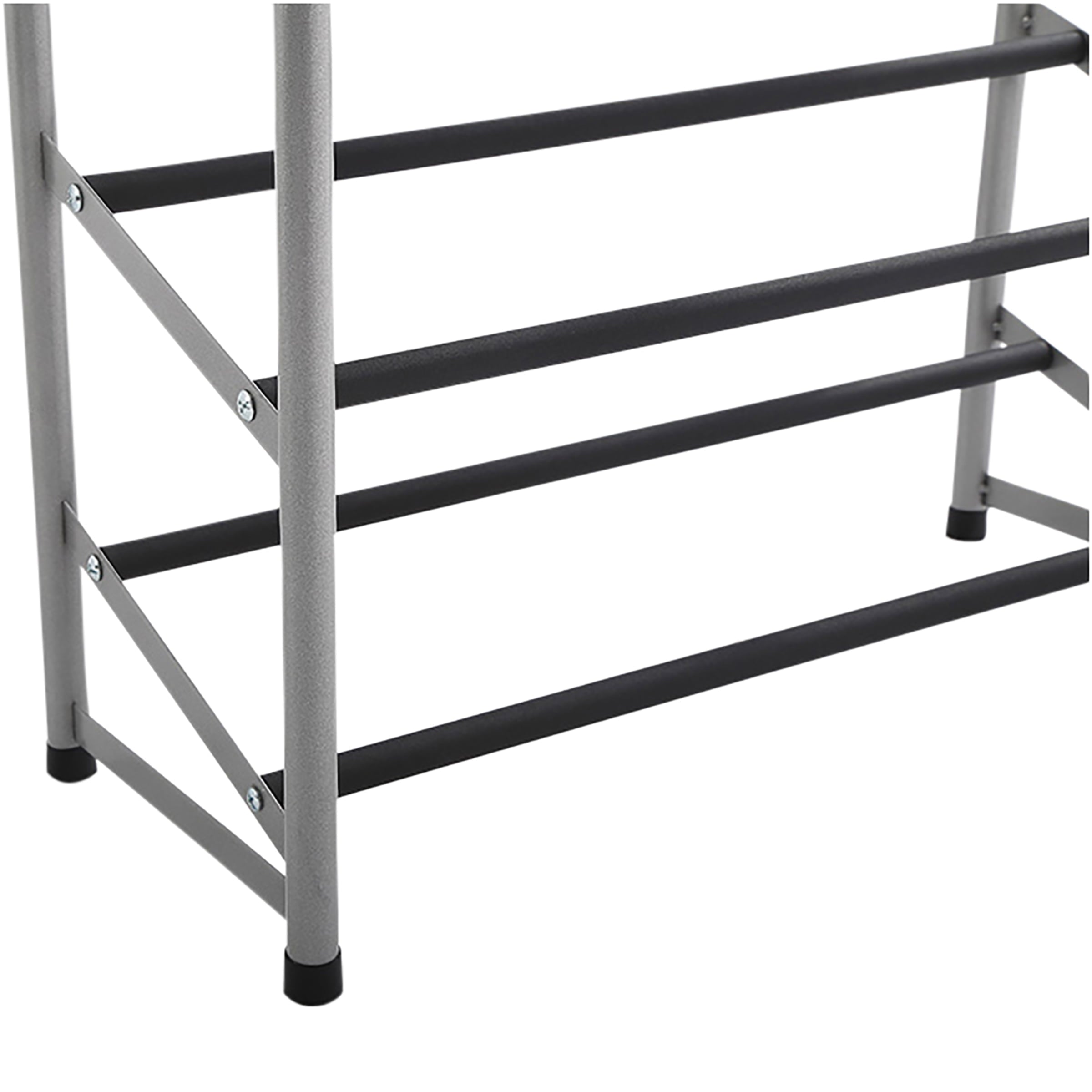 Mainstays 10-Tier Shoe Rack, Powder Coated Black and Silver Finish, 30 Pairs