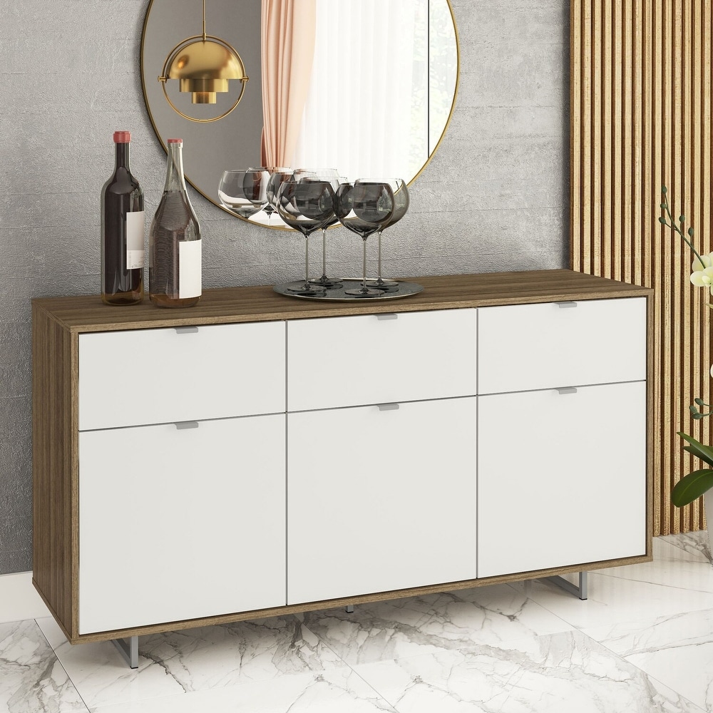 Polifurniture Montana 59 in. Walnut/White Sideboard