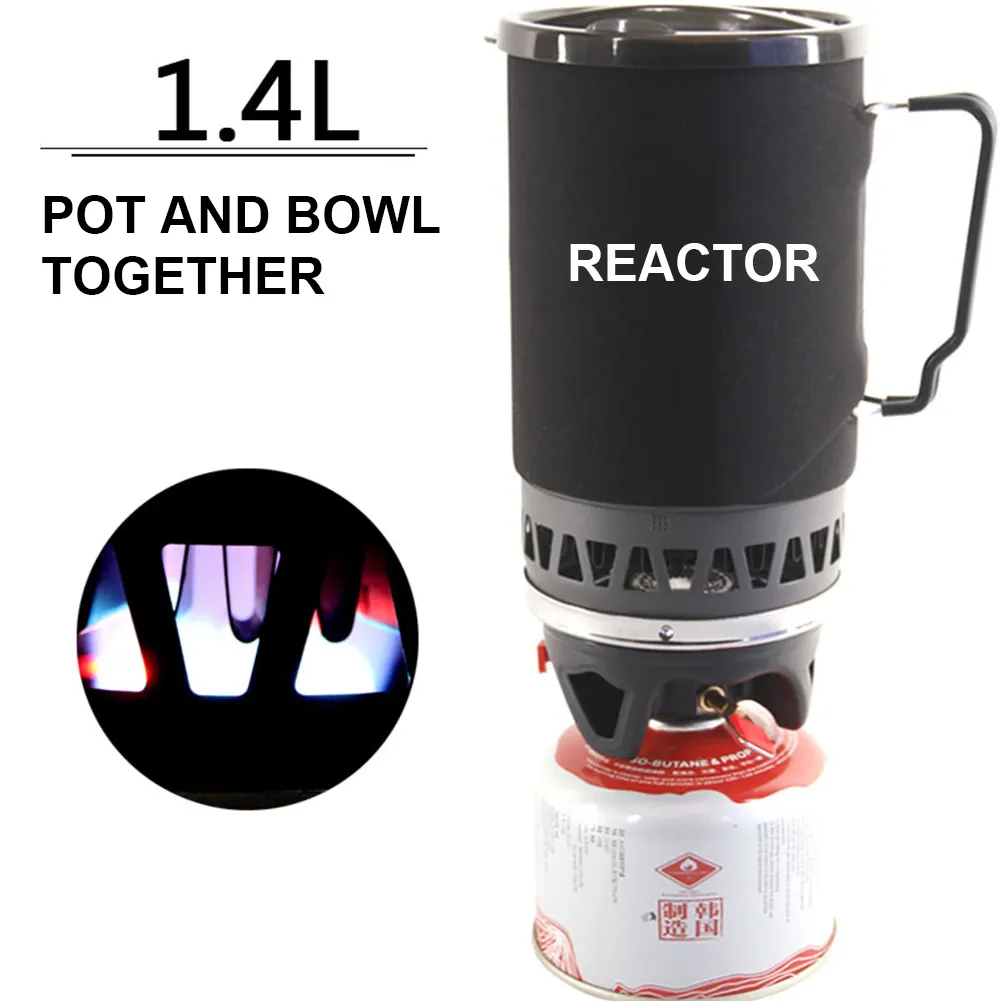 Portable 1400ml Cooking System Outdoor Hiking Stove Heat Exchanger Pot Propane Gas Burners Gas Camp Stove/