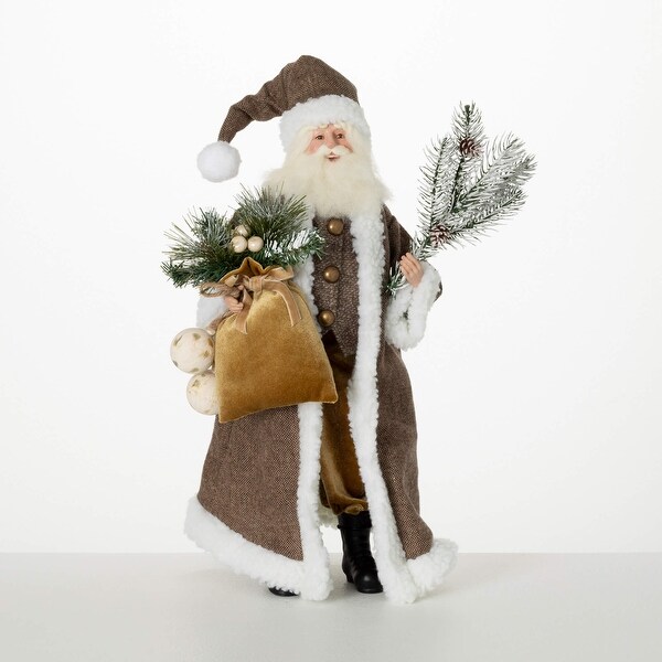 21H Sullivans Christmas Rustic Gray Santa Figurine，Multicolor