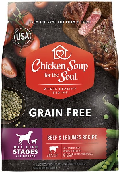 Chicken Soup for the Soul Beef and Legumes Recipe Grain-Free Dry Dog Food， 10-lb bag