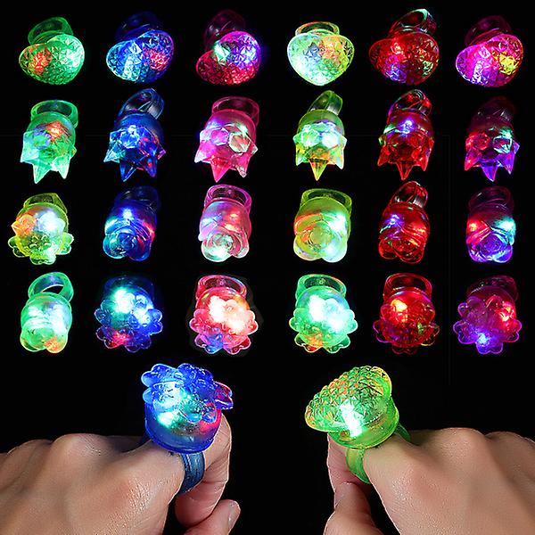 24 Pcs Led Finger Rings Love Flower Crown Shape Flashing Rings Jelly Rings Light Up Toys For Raves Parties