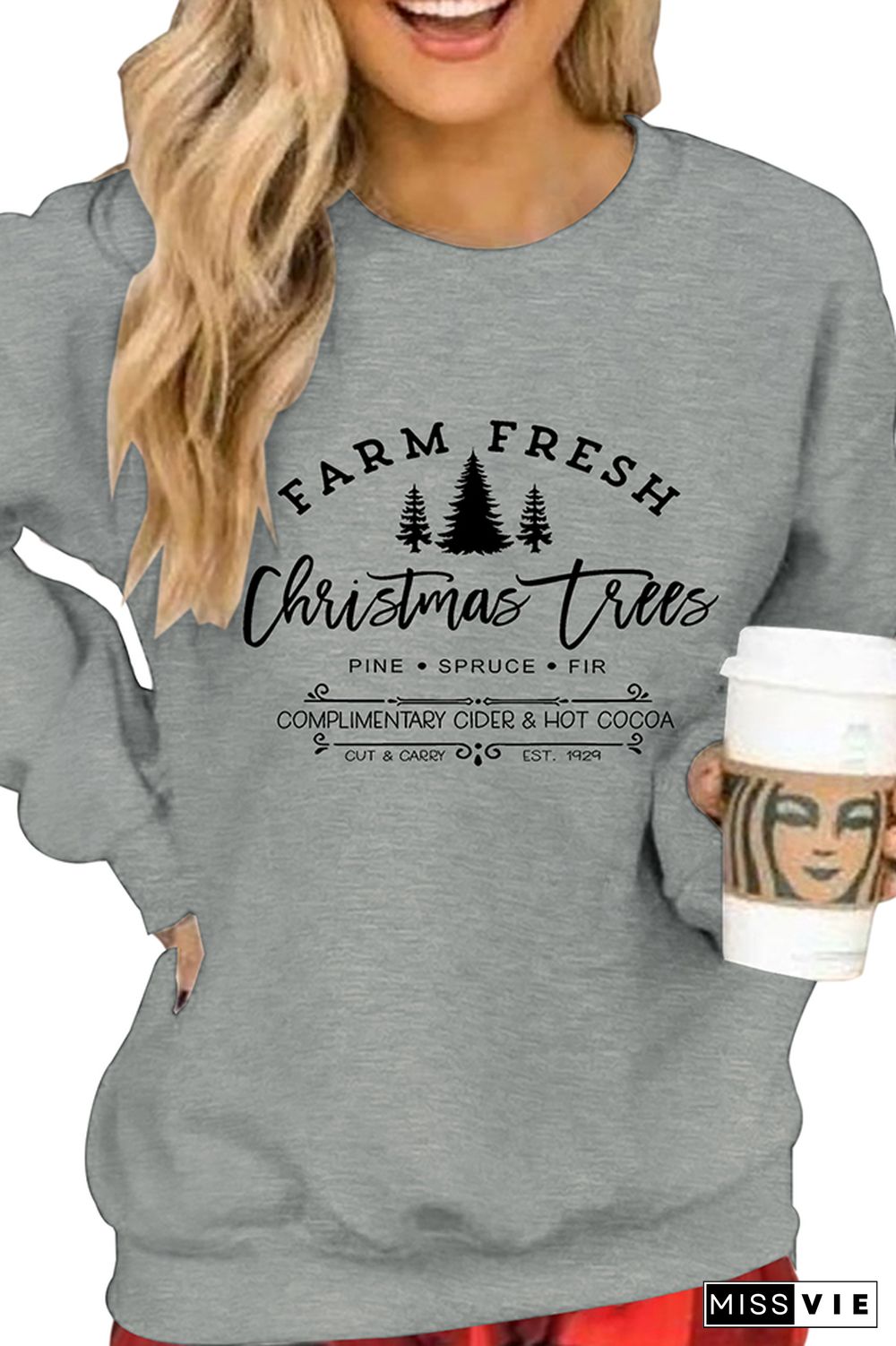 Farm Fresh Christmas Trees Pullover Sweatshirt Women Wholesale