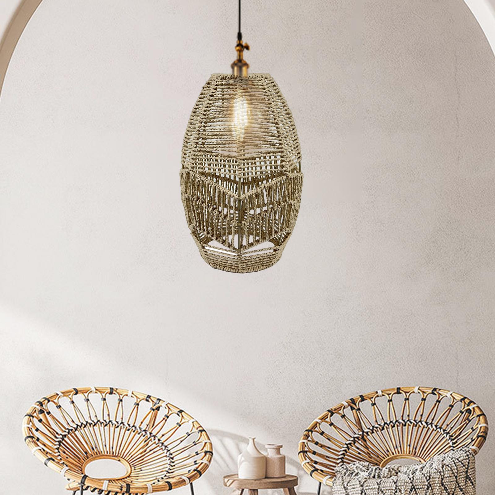 Pendant Lamp Shade Wicker Woven Lampshade for Room Bedroom B