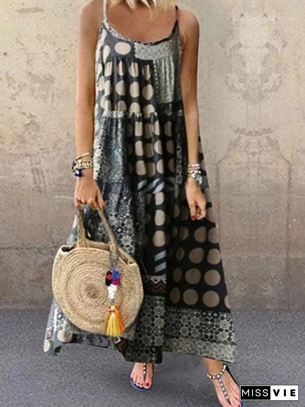 Women Dresses Shift Daytime Casual Printed Maxi Dresses