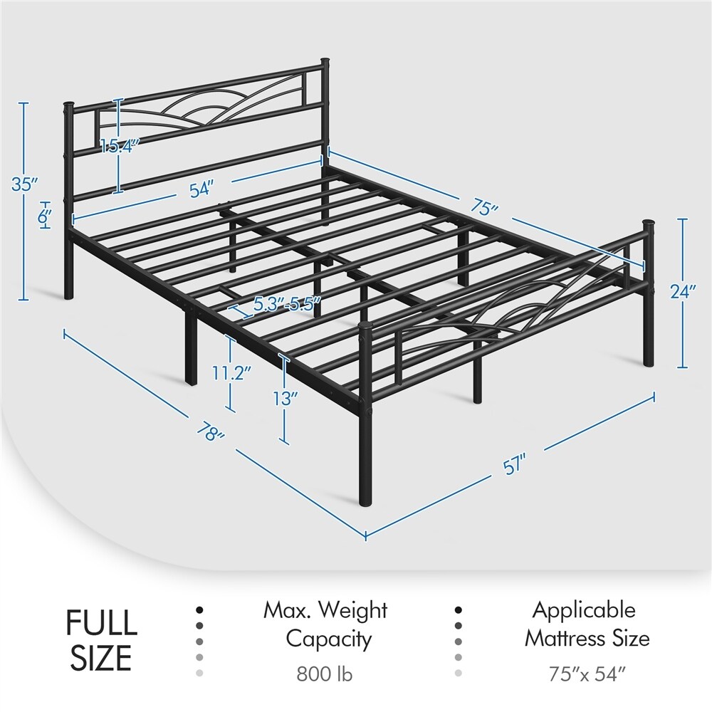 Yaheetech Metal Platform Bed Frame with Underbed Storage Bed Frame with Cloud inspired Design Headboard