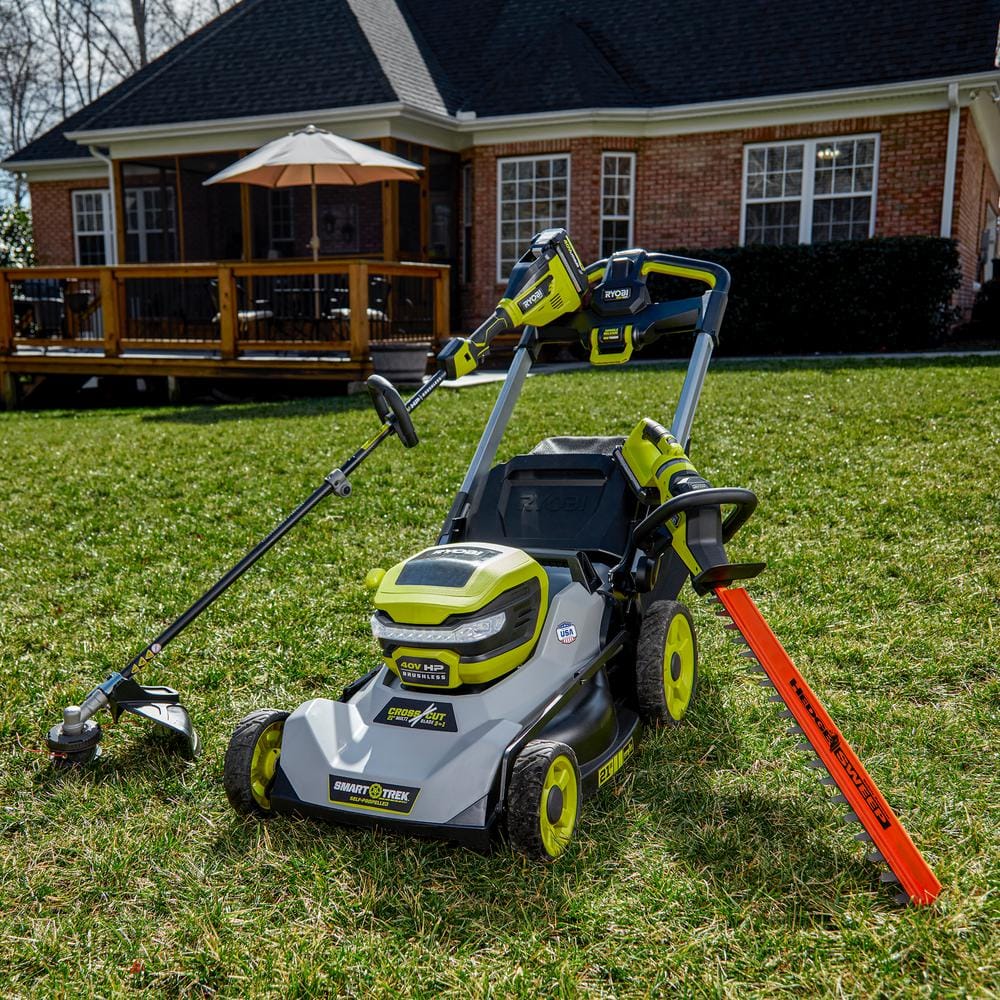 RYOBI 40V HP Brushless 15 in. Cordless Carbon Fiber Shaft Attachment Capable String Trimmer with 4.0 Ah Battery and Charger RY40290