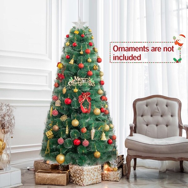 Costway 5FT/6FT/7FT PreLit Fiber Optic Christmas Tree Xmas Decor with