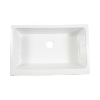 SINKOLOGY Grace 34 in. Quick-Fit Undermount Single Bowl Crisp White Fireclay Kitchen Sink SK451-34FC