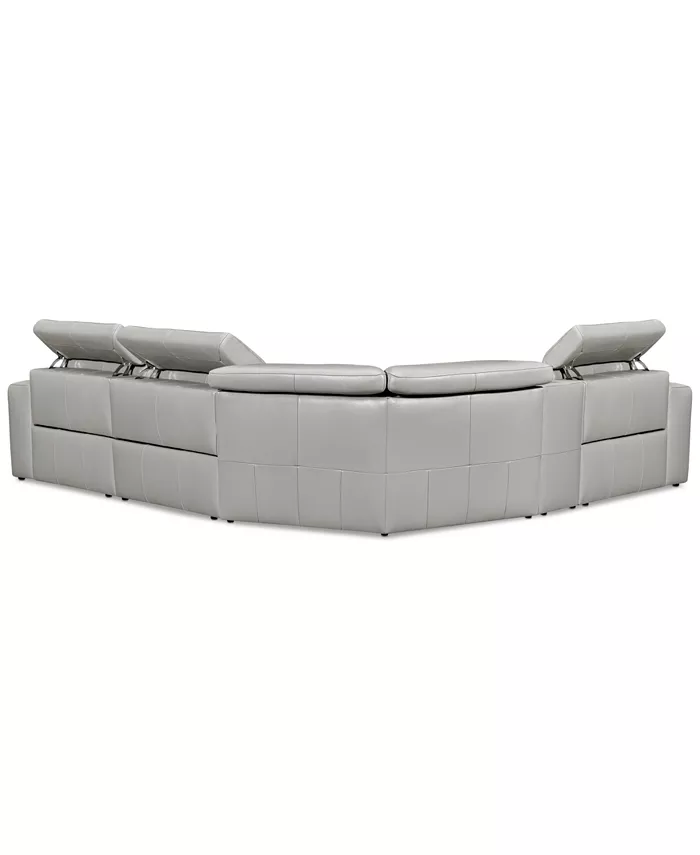 Furniture CLOSEOUT! Haigan 5-Pc. Leather L Shape Sectional Sofa with 2 Power Recliners