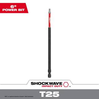 MW SHOCKWAVE Impact Duty 6 in. T25 Torx Alloy Steel Screw Driver Bit (1-Pack) 48-32-4810