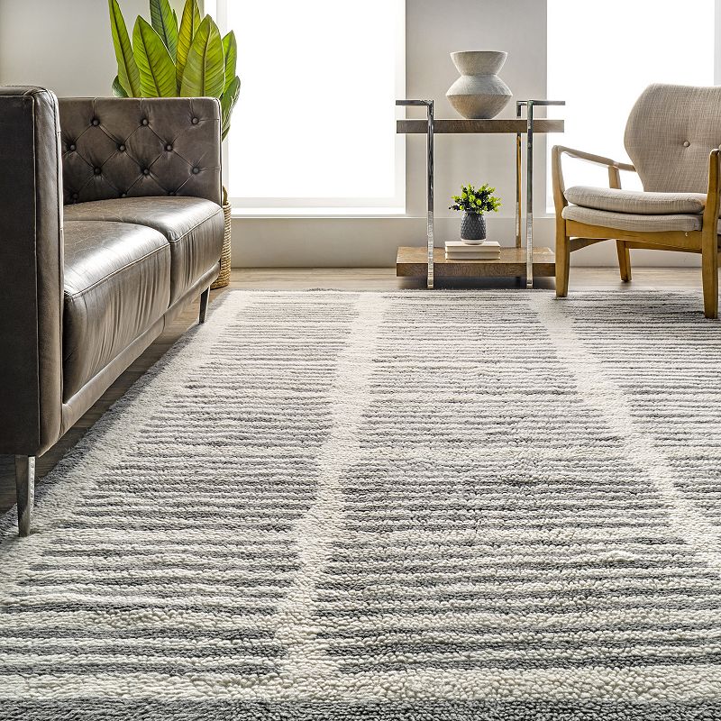 nuLoom Tayshia Machine Washable Wool Modern Striped Area Rug