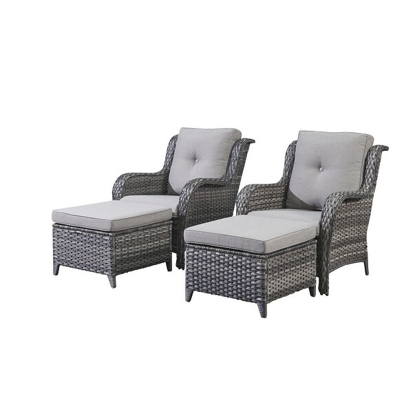 2 Piece Outdoor Ottoman Wicker Patio Ottomans