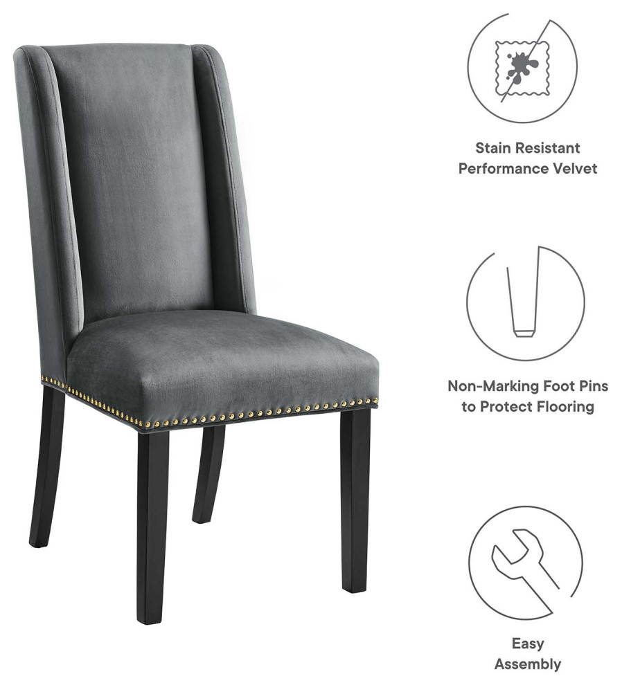 Dining Chair  Nailhead  Set of 2  Black  Velvet  Modern  Bistro Hospitality   Transitional   Dining Chairs   by House Bound  Houzz