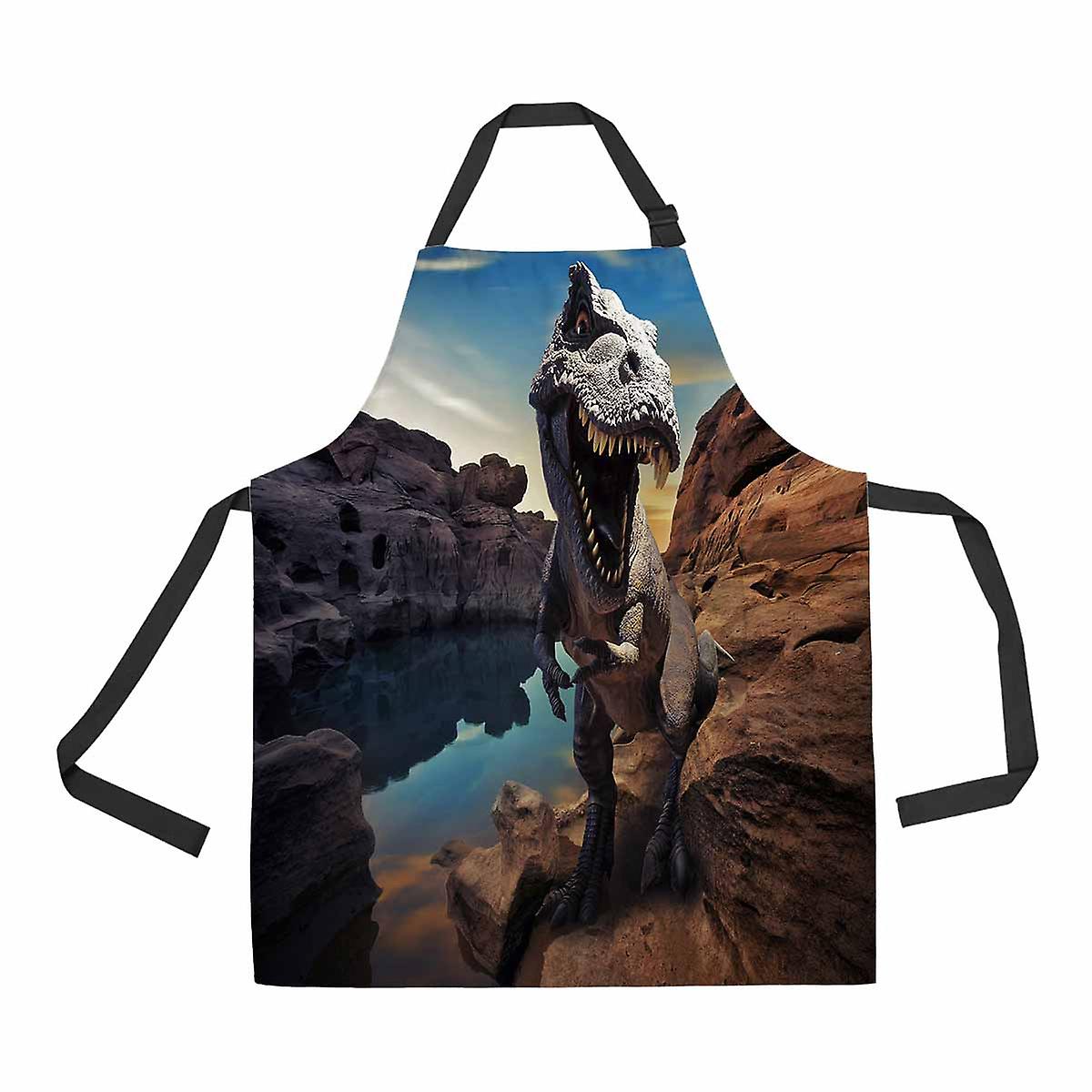 Dinosaurs Model Mountain Rock Unisex Adjustable Bib Apron With Pockets For Commercial Restaurant And Home Kitchen Use