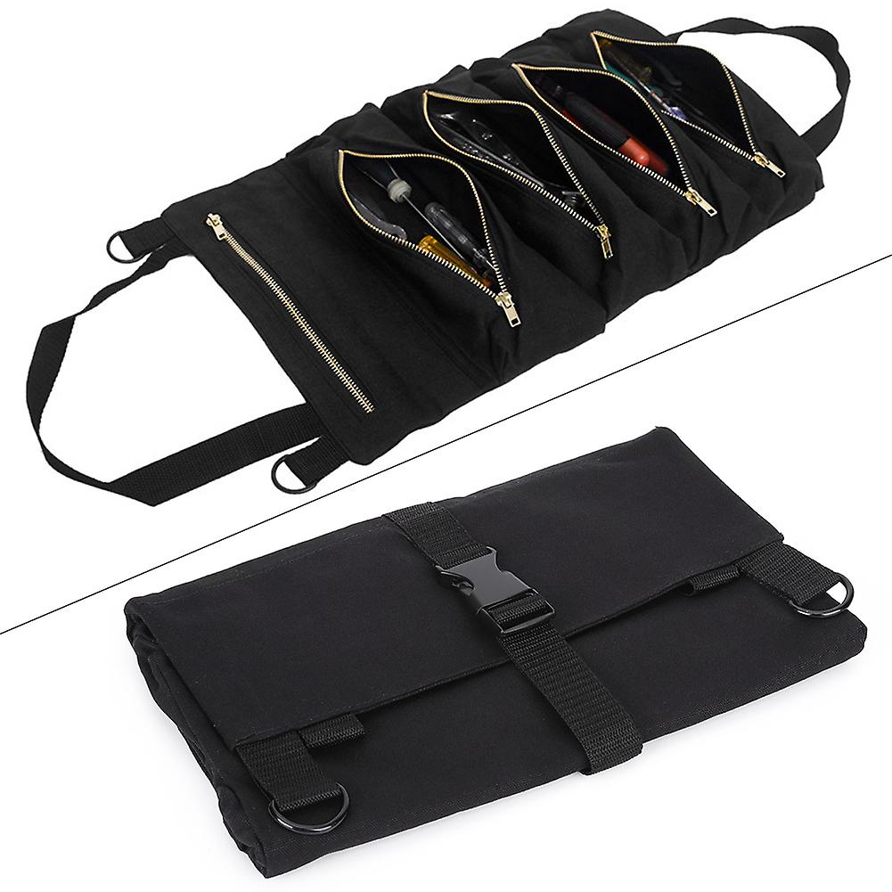 Portable Canvas Car Chair Back Tool Roll Up Bag Screwdriver Wrench Storage Bag Kit