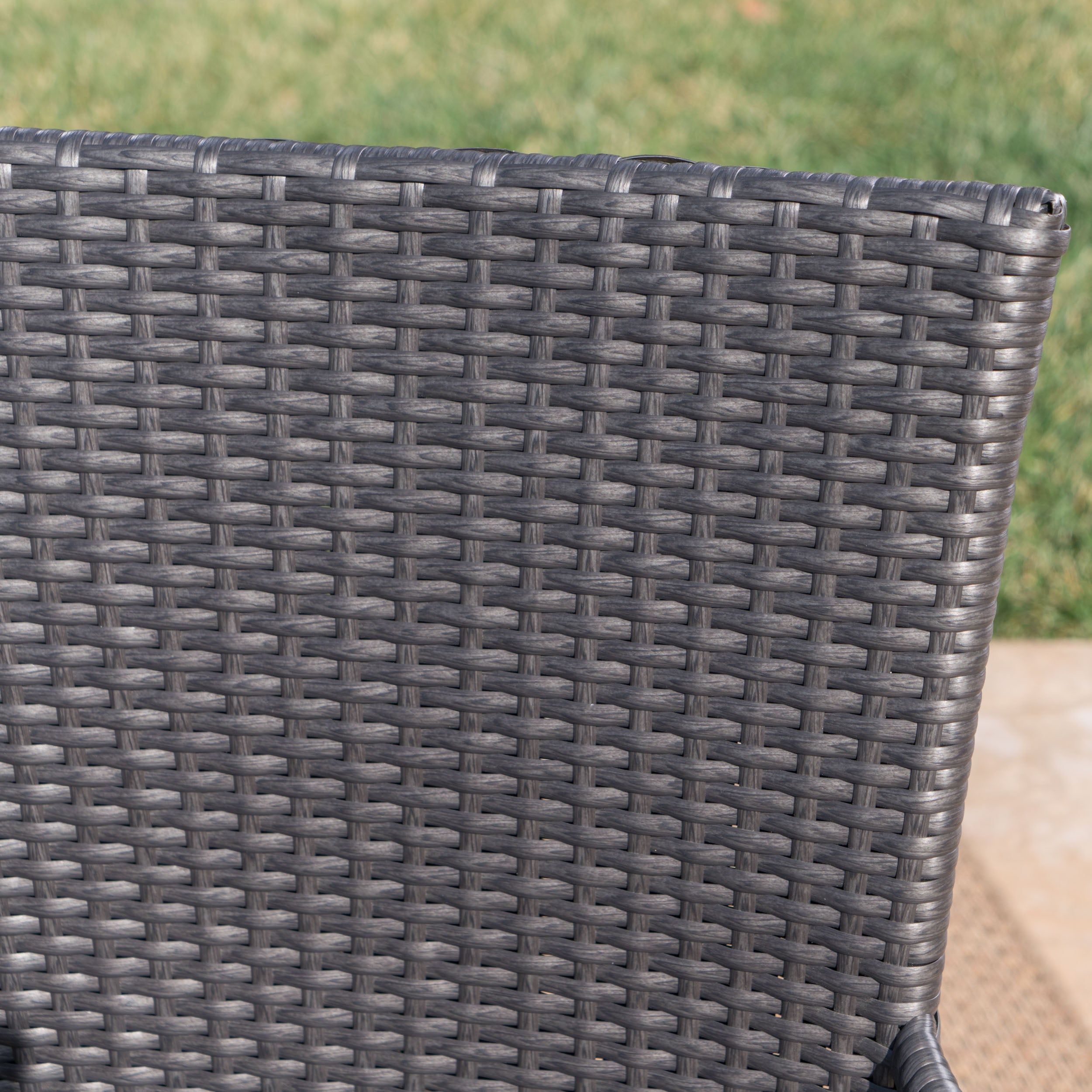 Blease Outdoor 7 Piece Stacking Gray Wicker and Concrete Dining Set