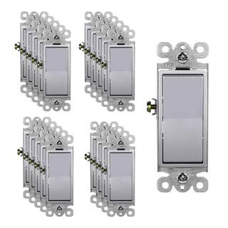 ENERLITES 15 Amp Single Pole DecoratorRocker Light SwitchSilver (20-Pack) 91150-SV-20PCS